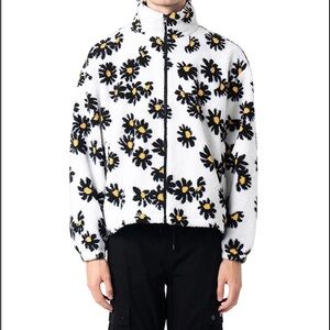 Wezc Floral Print Teddy Jacket in Black and White